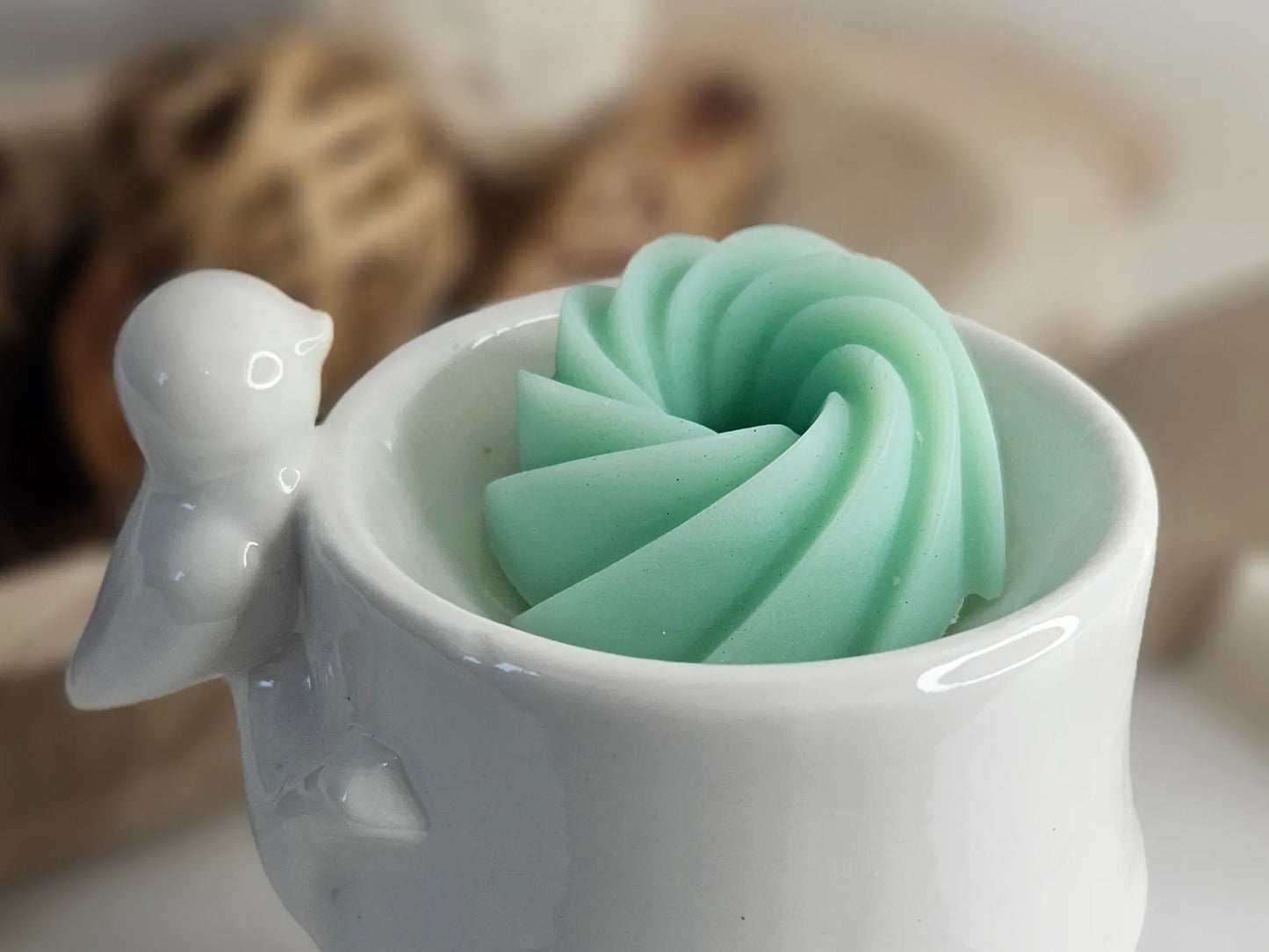 Fondant parfumé Aloe Vera – détail vue rapprochée du dessus 3/4 – cire d’olive végétale