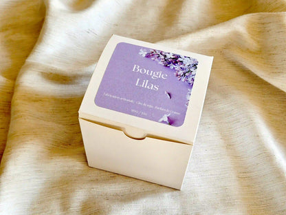 Coffret cadeau premium pour bougie de luxe au Lilas, 100% fait main en France.