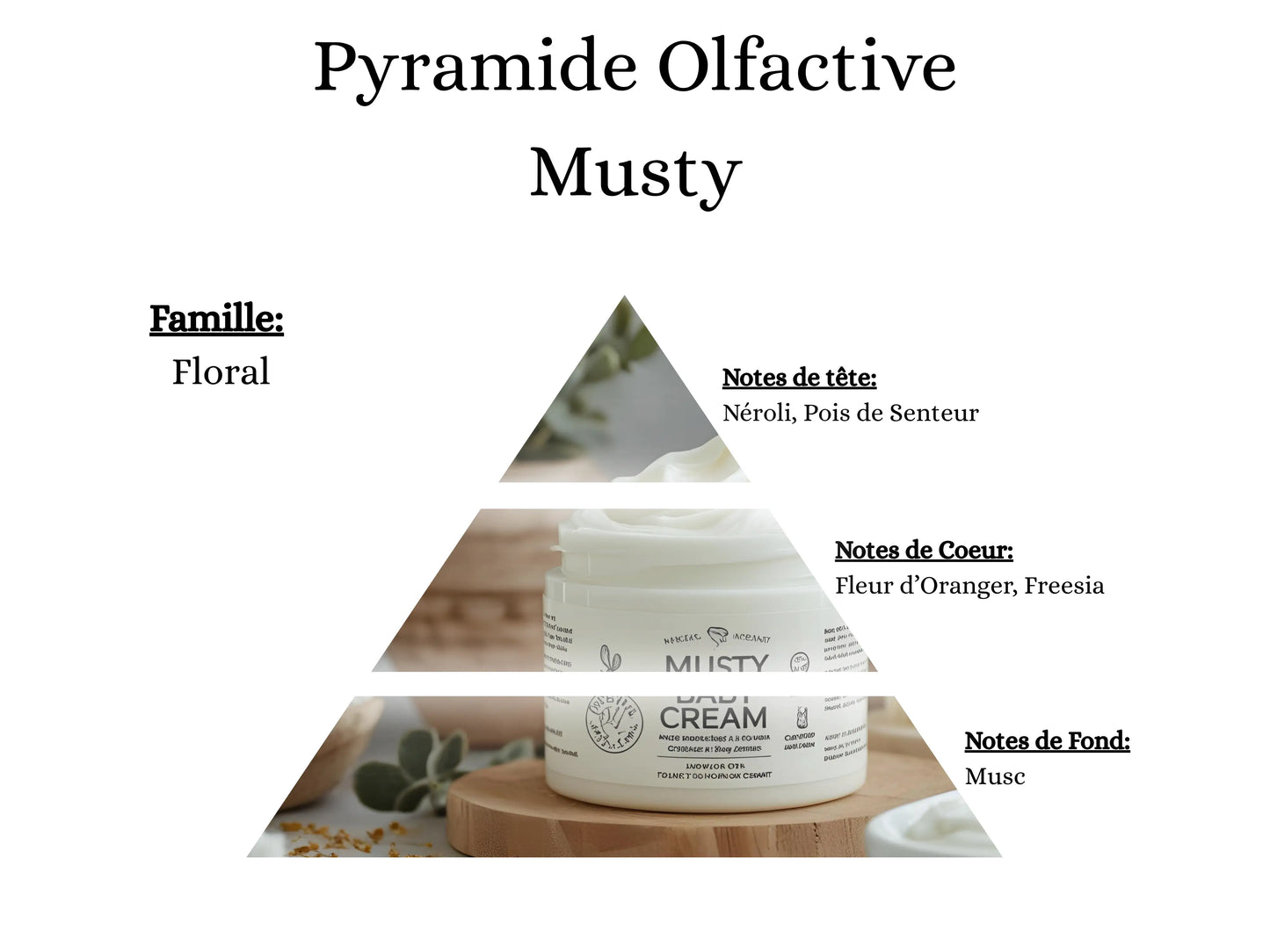 Notes de tête, cœur et fond du parfum Musty : une fragrance poudrée, douce et rassurante comme le coton - La P'tite Mèche